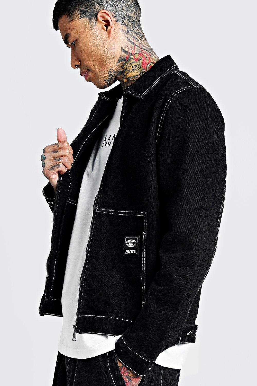 Veste en jean online noir homme